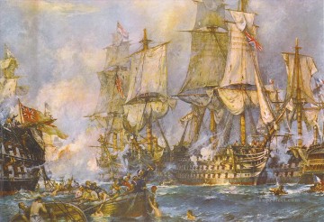 風景 Painting - トラファルガー海戦で敵陣を突破して勝利